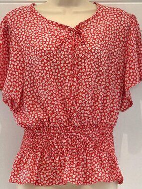 Red Floral Top by Emi & Joe